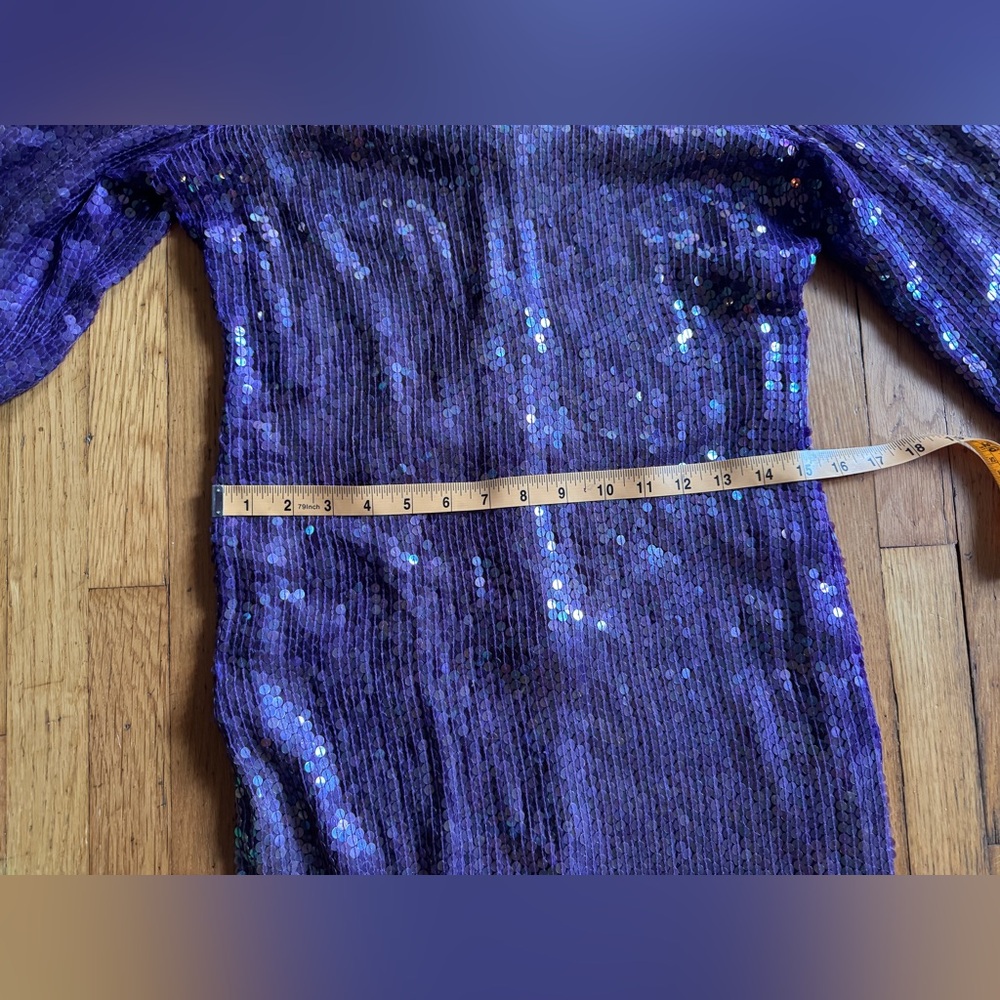 80s Vintage Purple Sequin Long Sleeve Dress - Picture 11 of 12